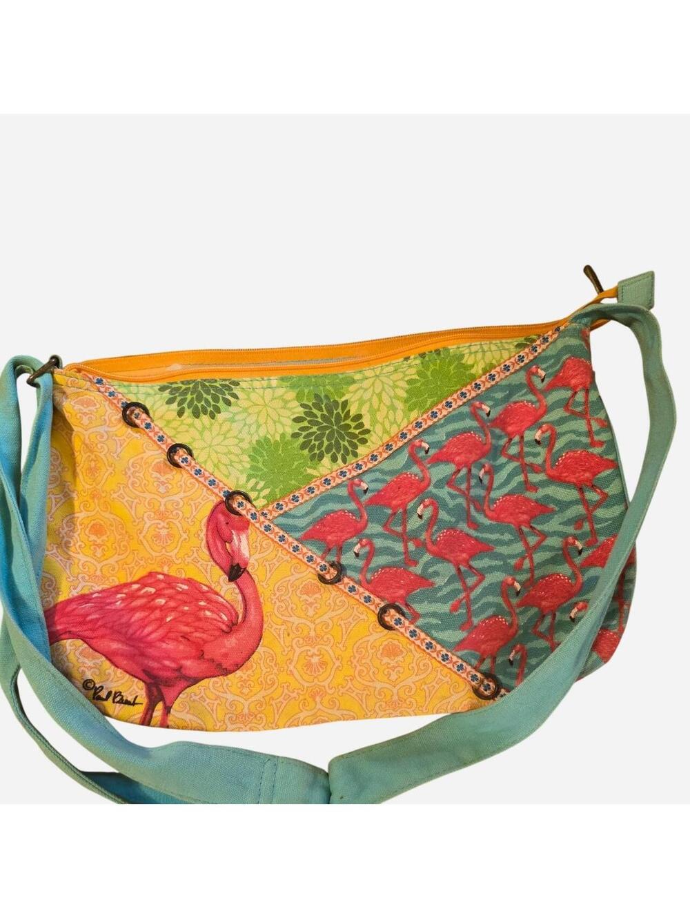 Paul Brent Coastal Life Sun N Sand Flamingos Cotton Bag Crossbody Shoulder